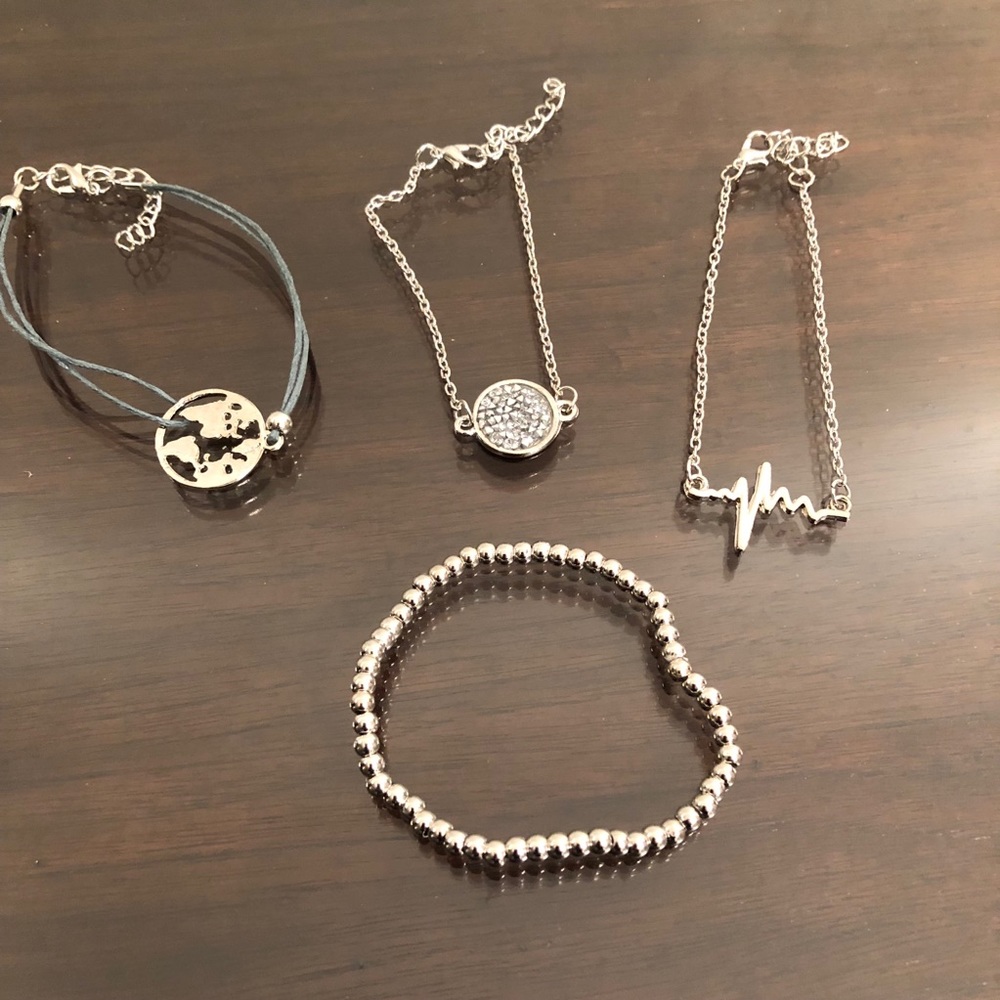 NWT 4pc Silver & Blue Bracelet Bangle Set - Picture 4 of 4